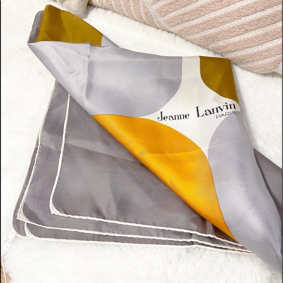 Authentic Lanvin Ultra Rare 1960’s Vintage Jeanne Lanvin Pure Silk Large Scarf - Picture 4 of 12